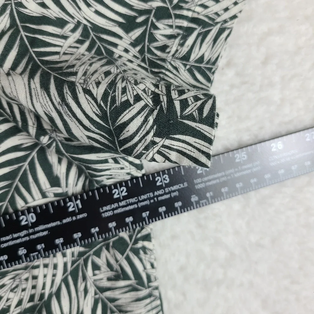 Banana Republic Shirt Mens Large Green Bamboo Leaves Slim Fit Hawaiian Button Up